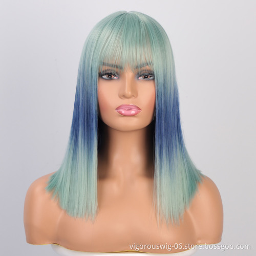 Wholesale With Bang Good Quality Cheap Cosplay Heat Resistant Long Sensationnel Straight Premium Ombre Synthetic Wig
